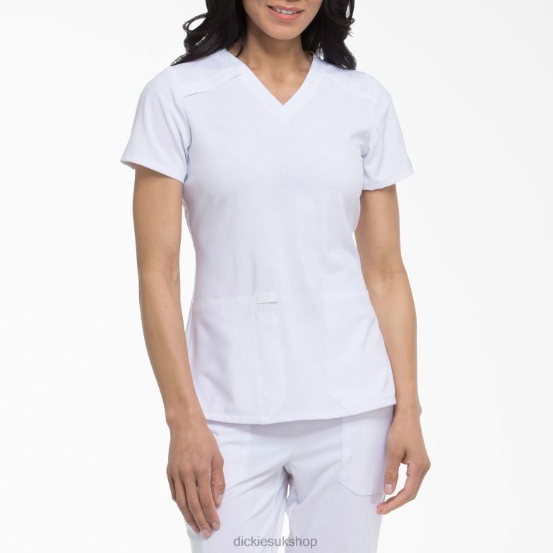EDS Essentials V-Neck Scrub Top Women Dickies White (DWH) 88T842448 Apparel