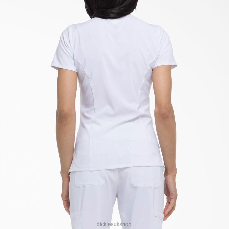 EDS Essentials V-Neck Scrub Top Women Dickies White (DWH) 88T842448 Apparel