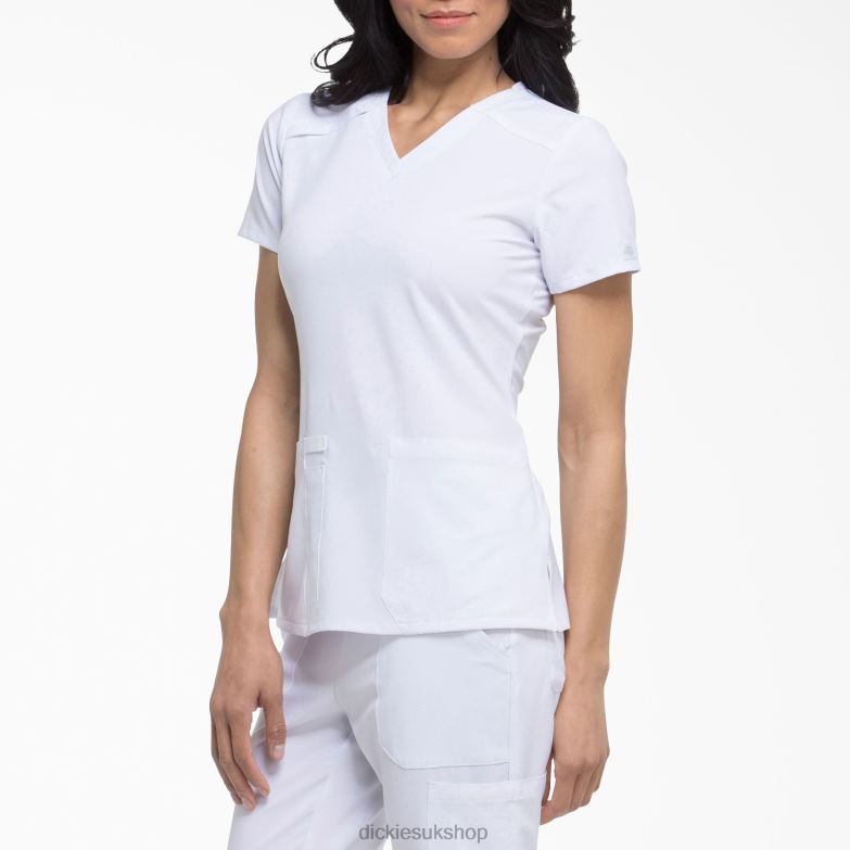 EDS Essentials V-Neck Scrub Top Women Dickies White (DWH) 88T842448 Apparel