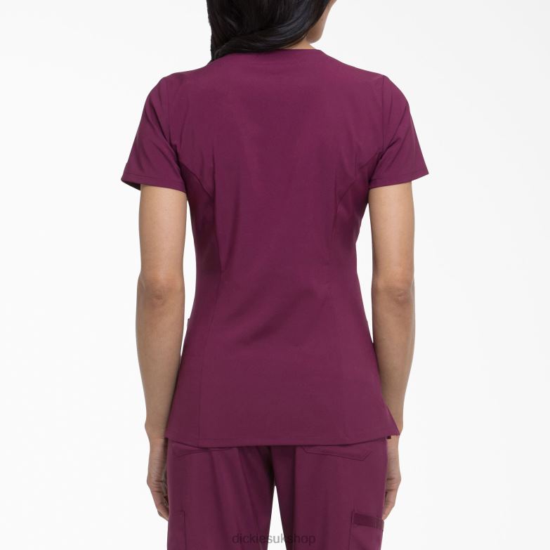 EDS Essentials V-Neck Scrub Top Women Dickies Wine (WIN) 88T842460 Apparel