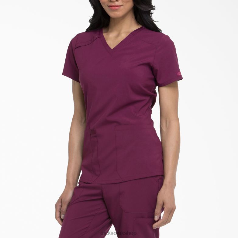 EDS Essentials V-Neck Scrub Top Women Dickies Wine (WIN) 88T842460 Apparel