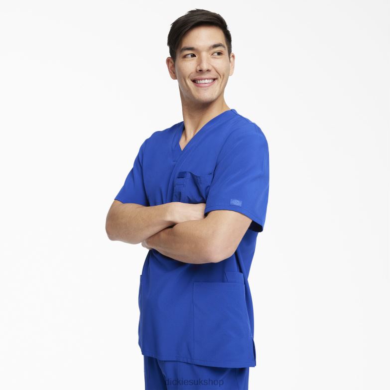 EDS Essentials V-Neck Scrub Top with Patch Pockets Men Dickies Galaxy Blue (GBL) 88T841432 Apparel