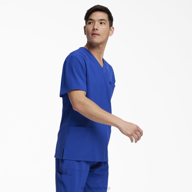 EDS Essentials V-Neck Scrub Top with Patch Pockets Men Dickies Galaxy Blue (GBL) 88T841432 Apparel