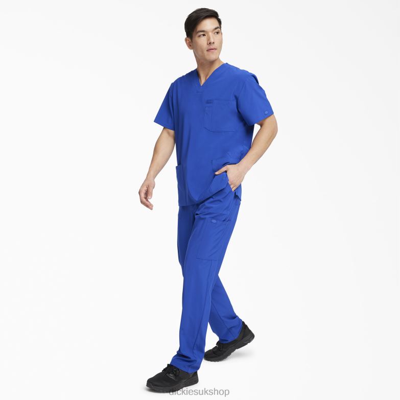 EDS Essentials V-Neck Scrub Top with Patch Pockets Men Dickies Galaxy Blue (GBL) 88T841432 Apparel