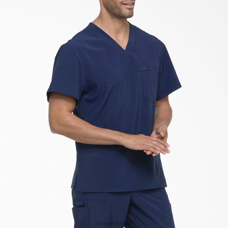 EDS Essentials V-Neck Scrub Top with Patch Pockets Men Dickies Navy Blue (NYPS) 88T841434 Apparel
