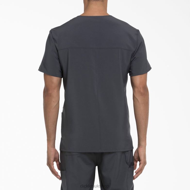 EDS Essentials V-Neck Scrub Top with Patch Pockets Men Dickies Pewter Gray (PEW) 88T841435 Apparel