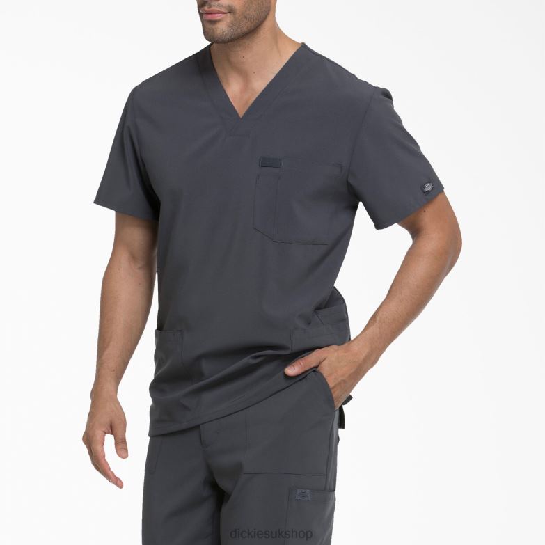 EDS Essentials V-Neck Scrub Top with Patch Pockets Men Dickies Pewter Gray (PEW) 88T841435 Apparel