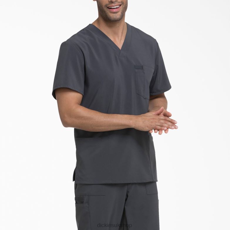 EDS Essentials V-Neck Scrub Top with Patch Pockets Men Dickies Pewter Gray (PEW) 88T841435 Apparel