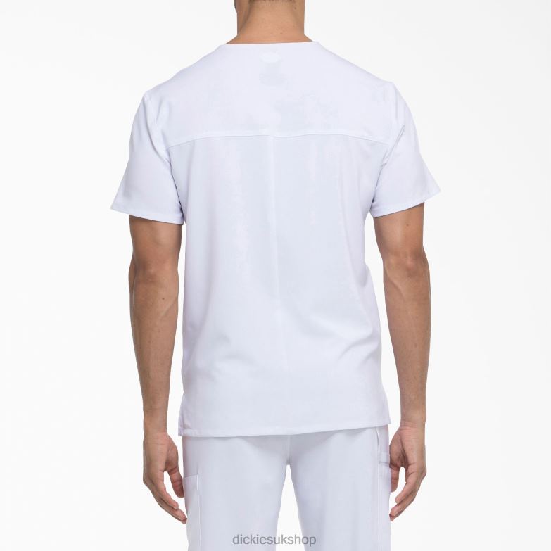 EDS Essentials V-Neck Scrub Top with Patch Pockets Men Dickies White (DWH) 88T841431 Apparel