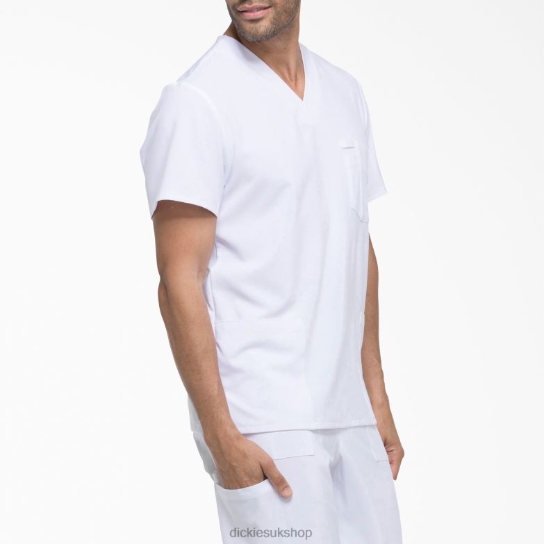 EDS Essentials V-Neck Scrub Top with Patch Pockets Men Dickies White (DWH) 88T841431 Apparel