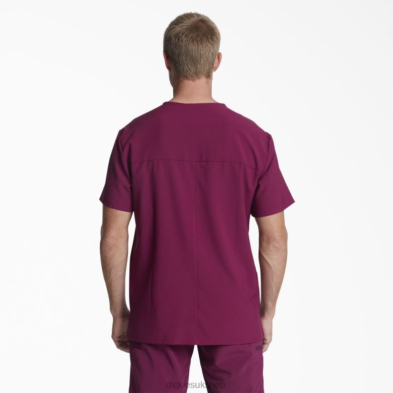 EDS Essentials V-Neck Scrub Top with Patch Pockets Men Dickies Wine (WIN) 88T841436 Apparel