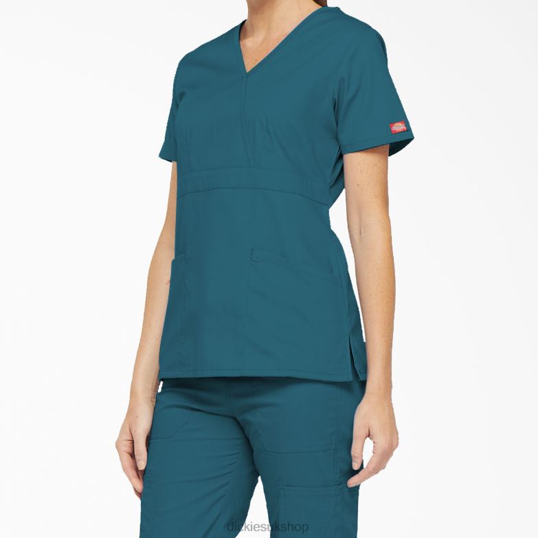 EDS Signature Mock Wrap Scrub Top Women Dickies Caribbean Blue (CRB) 88T842614 Apparel