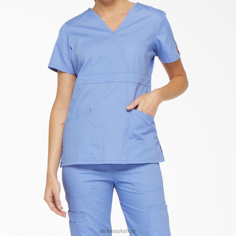 EDS Signature Mock Wrap Scrub Top Women Dickies Ceil Blue (CBL) 88T842613 Apparel