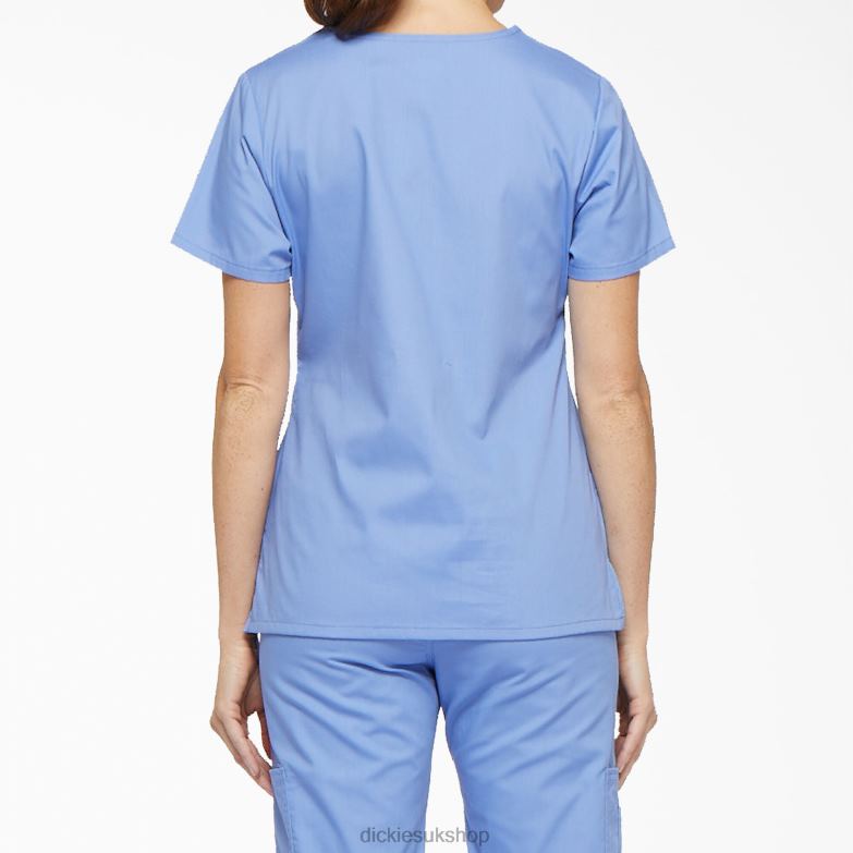 EDS Signature Mock Wrap Scrub Top Women Dickies Ceil Blue (CBL) 88T842613 Apparel