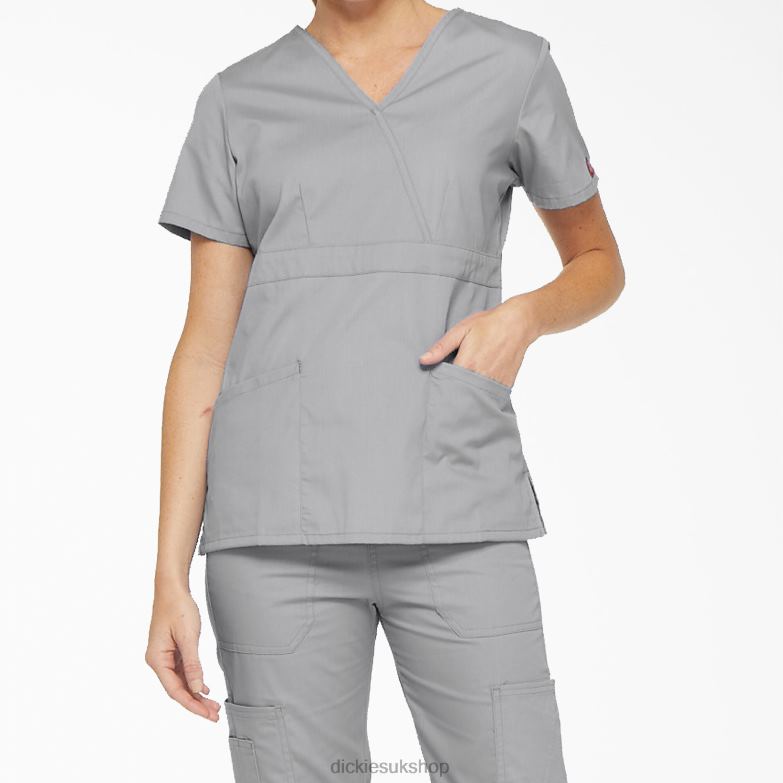 EDS Signature Mock Wrap Scrub Top Women Dickies Gray (GY) 88T842619 Apparel