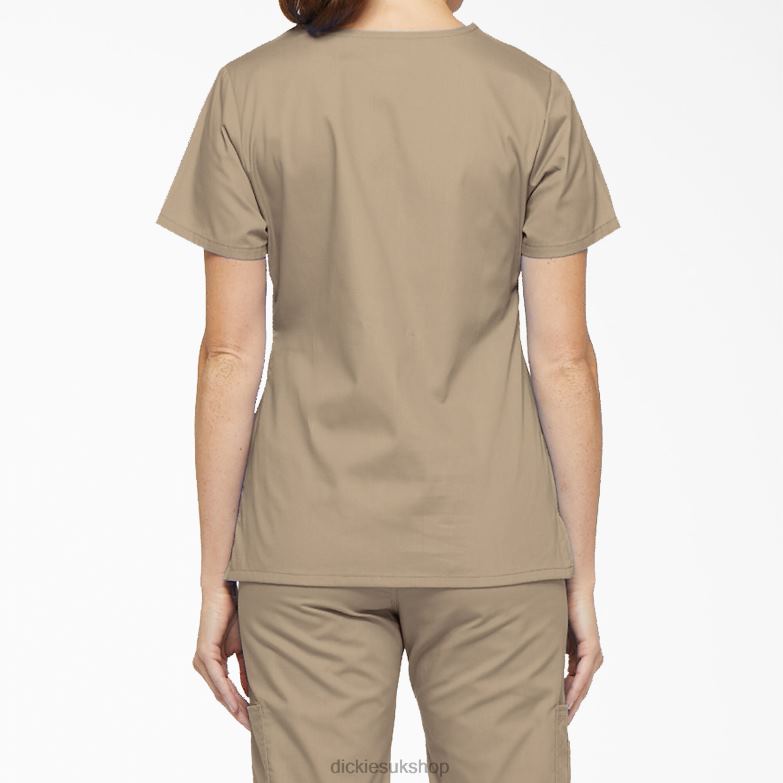 EDS Signature Mock Wrap Scrub Top Women Dickies Khaki (KHA) 88T842620 Apparel
