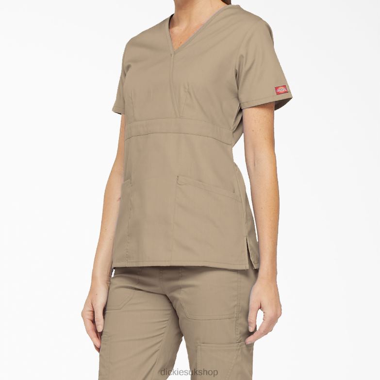 EDS Signature Mock Wrap Scrub Top Women Dickies Khaki (KHA) 88T842620 Apparel