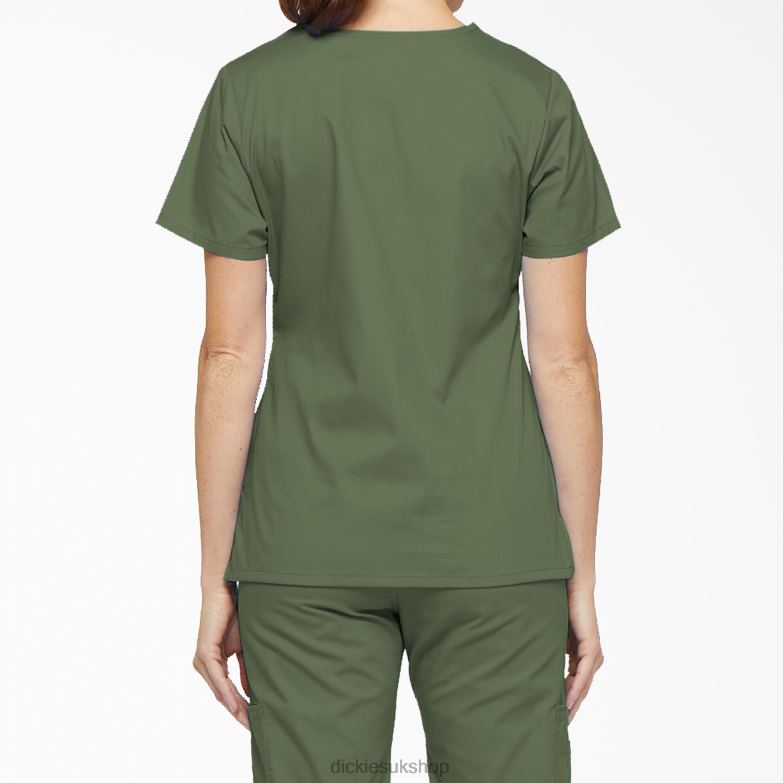EDS Signature Mock Wrap Scrub Top Women Dickies Olive Green (OLI) 88T842622 Apparel