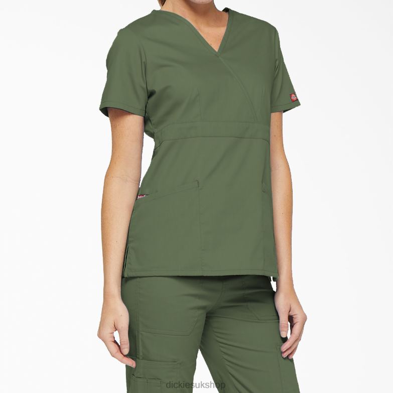 EDS Signature Mock Wrap Scrub Top Women Dickies Olive Green (OLI) 88T842622 Apparel