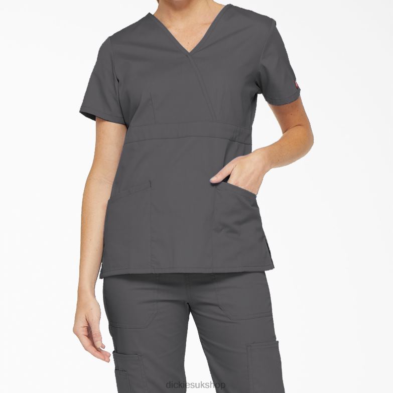 EDS Signature Mock Wrap Scrub Top Women Dickies Pewter Gray (PEW) 88T842623 Apparel