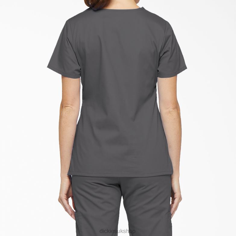 EDS Signature Mock Wrap Scrub Top Women Dickies Pewter Gray (PEW) 88T842623 Apparel