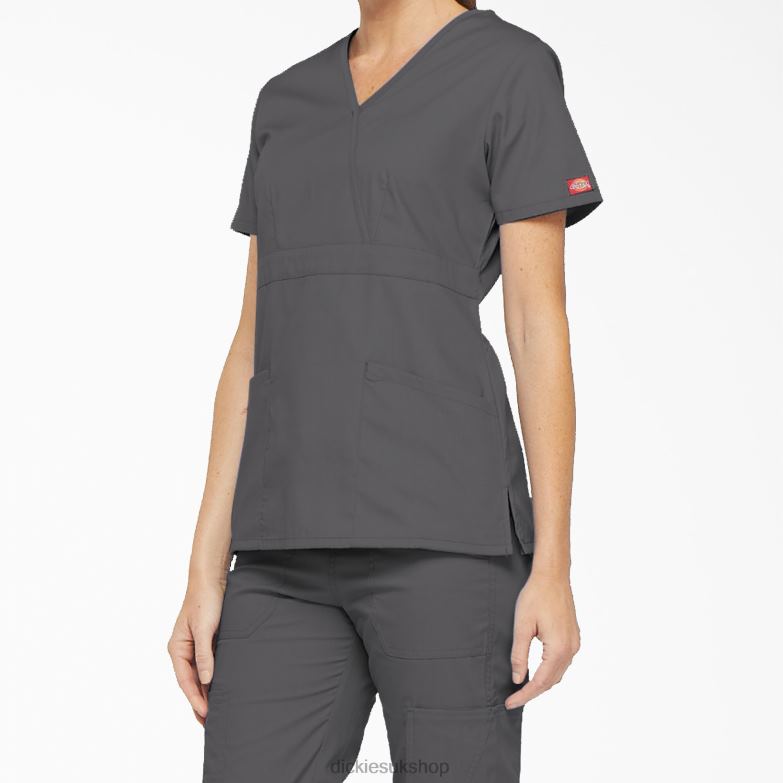 EDS Signature Mock Wrap Scrub Top Women Dickies Pewter Gray (PEW) 88T842623 Apparel