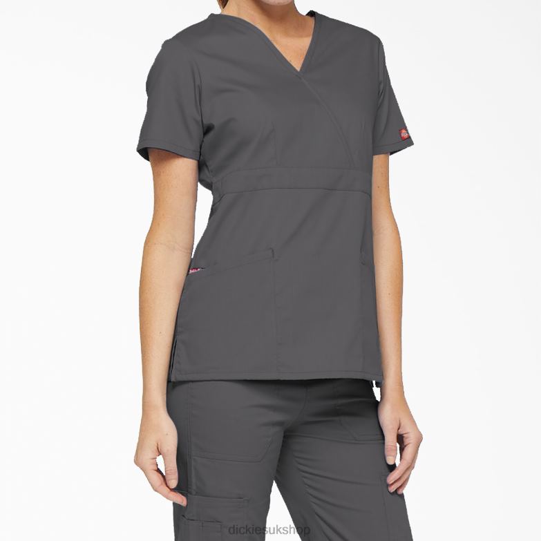 EDS Signature Mock Wrap Scrub Top Women Dickies Pewter Gray (PEW) 88T842623 Apparel
