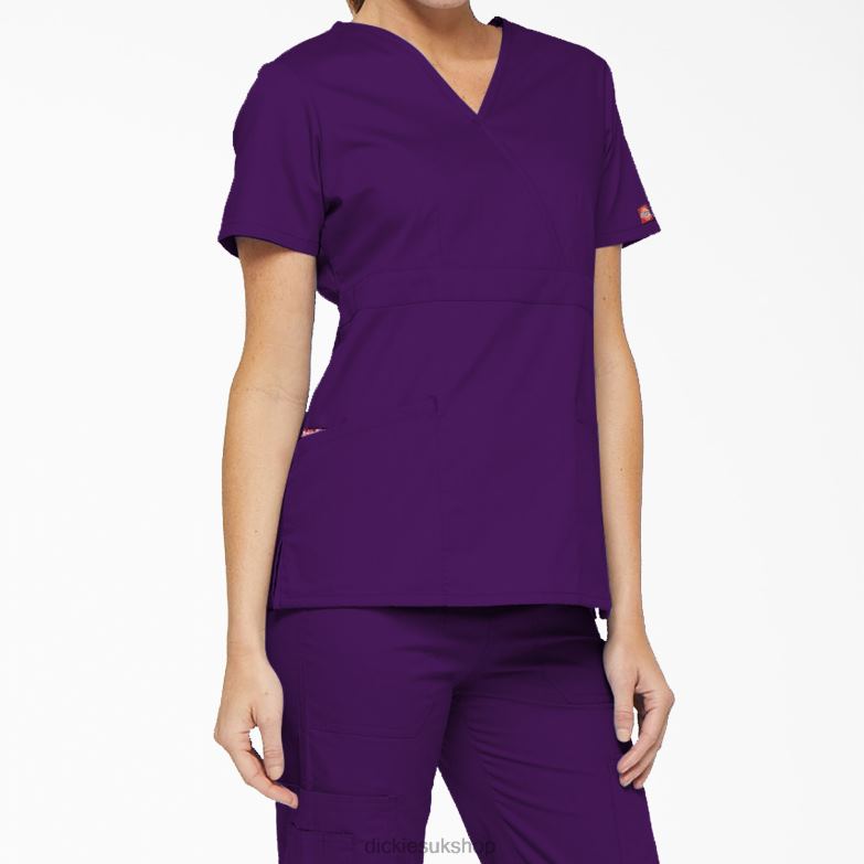 EDS Signature Mock Wrap Scrub Top Women Dickies Purple Eggplant (EGG) 88T842617 Apparel