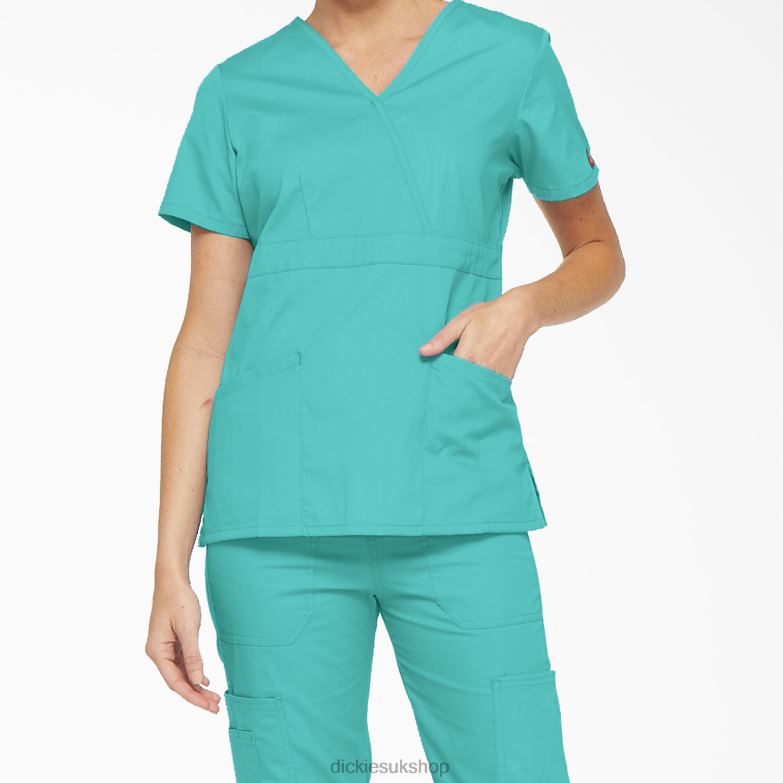 EDS Signature Mock Wrap Scrub Top Women Dickies Teal (DTL) 88T842615 Apparel
