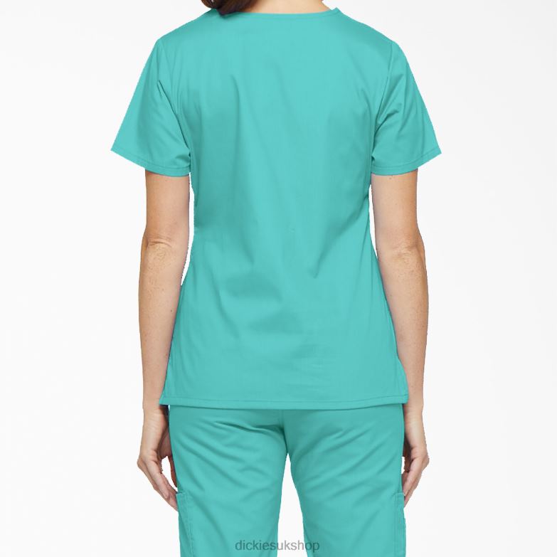 EDS Signature Mock Wrap Scrub Top Women Dickies Teal (DTL) 88T842615 Apparel