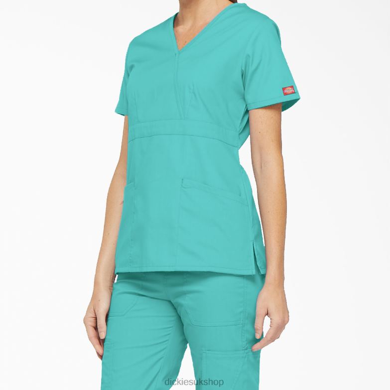 EDS Signature Mock Wrap Scrub Top Women Dickies Teal (DTL) 88T842615 Apparel