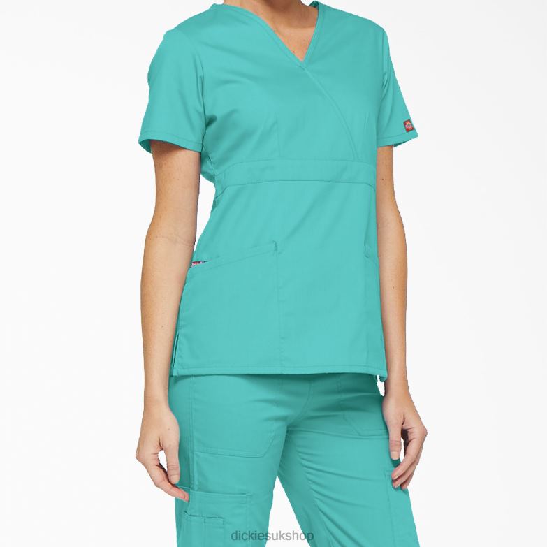 EDS Signature Mock Wrap Scrub Top Women Dickies Teal (DTL) 88T842615 Apparel