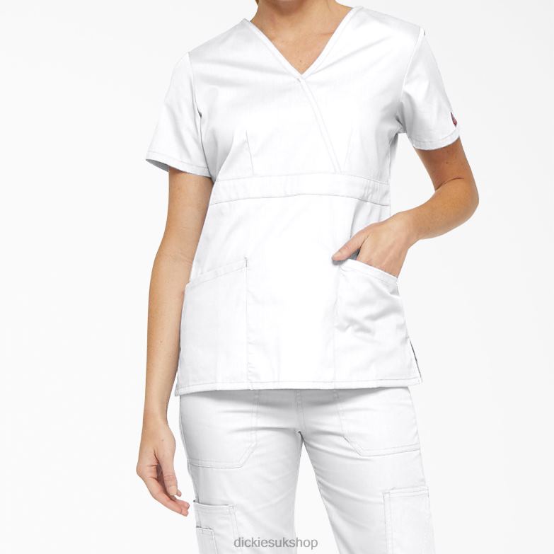 EDS Signature Mock Wrap Scrub Top Women Dickies White (DWH) 88T842616 Apparel