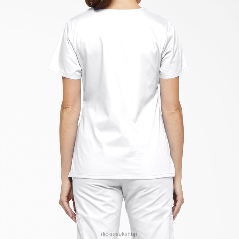 EDS Signature Mock Wrap Scrub Top Women Dickies White (DWH) 88T842616 Apparel