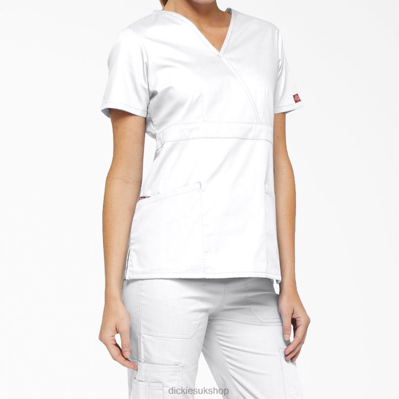 EDS Signature Mock Wrap Scrub Top Women Dickies White (DWH) 88T842616 Apparel