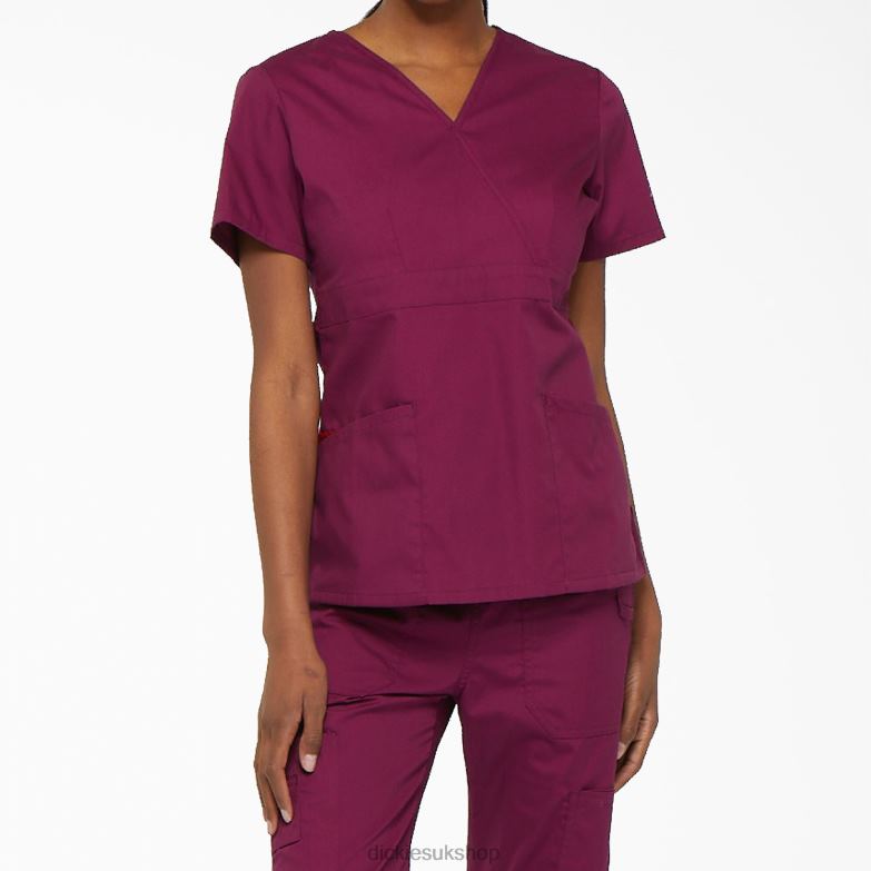 EDS Signature Mock Wrap Scrub Top Women Dickies Wine (WIN) 88T842625 Apparel
