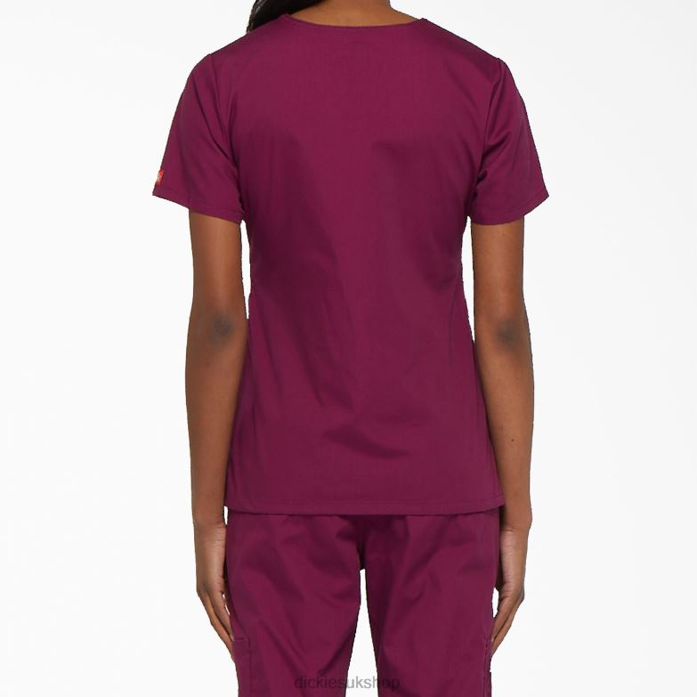 EDS Signature Mock Wrap Scrub Top Women Dickies Wine (WIN) 88T842625 Apparel