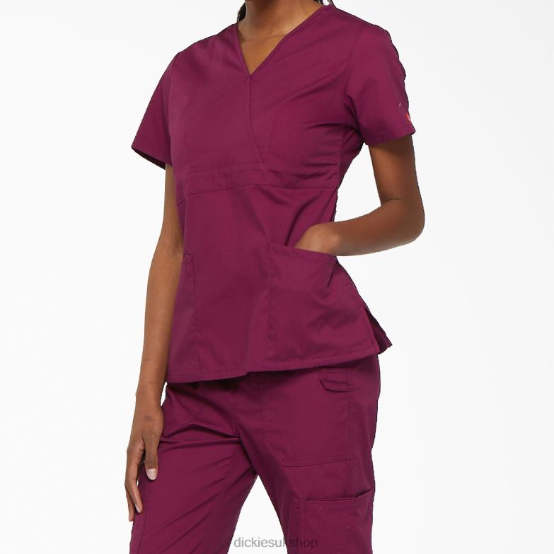 EDS Signature Mock Wrap Scrub Top Women Dickies Wine (WIN) 88T842625 Apparel