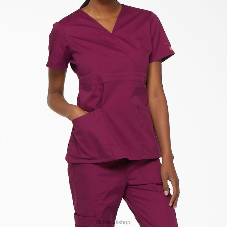 EDS Signature Mock Wrap Scrub Top Women Dickies Wine (WIN) 88T842625 Apparel