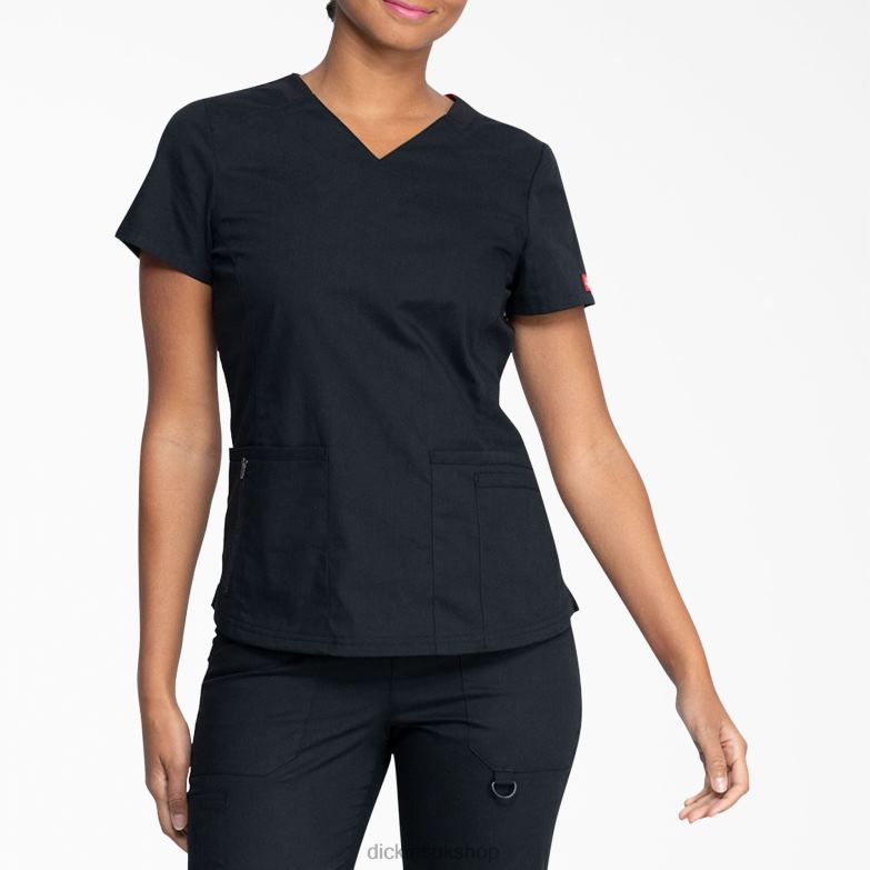 EDS Signature V-Neck Scrub Top Women Dickies Black (BLK) 88T842592 Apparel