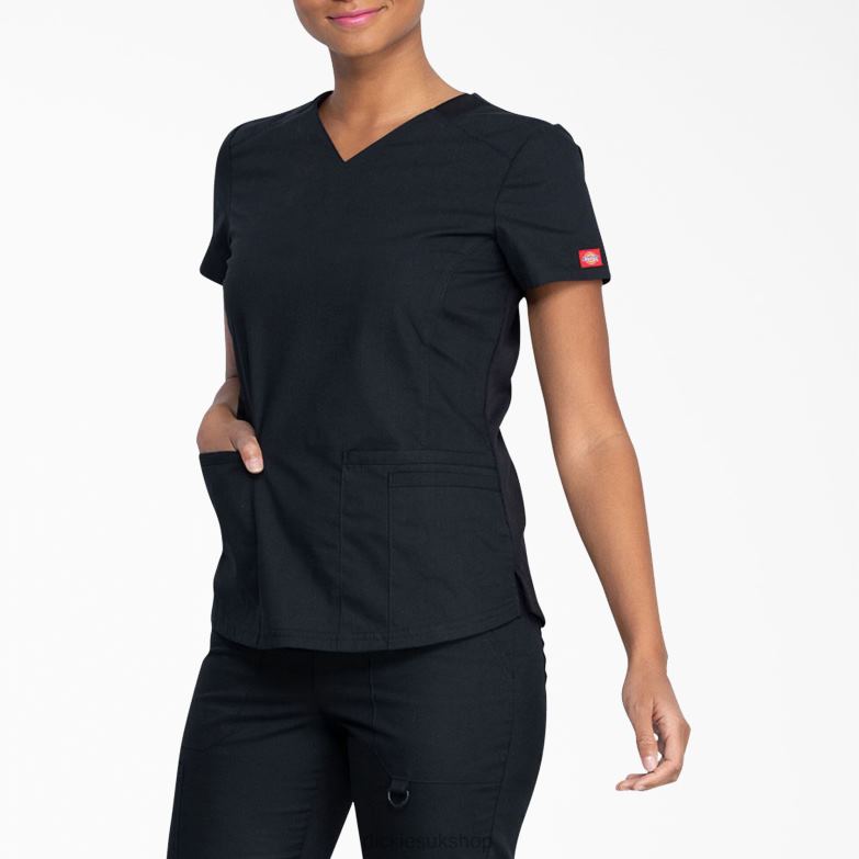 EDS Signature V-Neck Scrub Top Women Dickies Black (BLK) 88T842592 Apparel