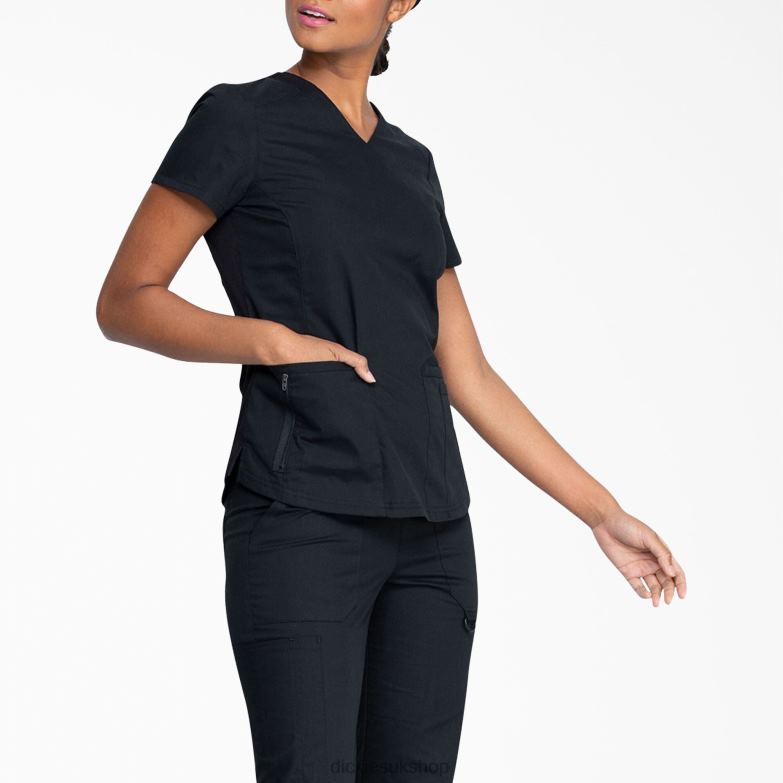 EDS Signature V-Neck Scrub Top Women Dickies Black (BLK) 88T842592 Apparel