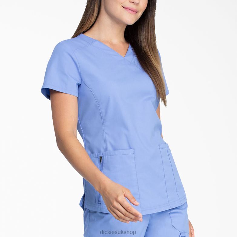 EDS Signature V-Neck Scrub Top Women Dickies Ceil Blue (CBL) 88T842593 Apparel