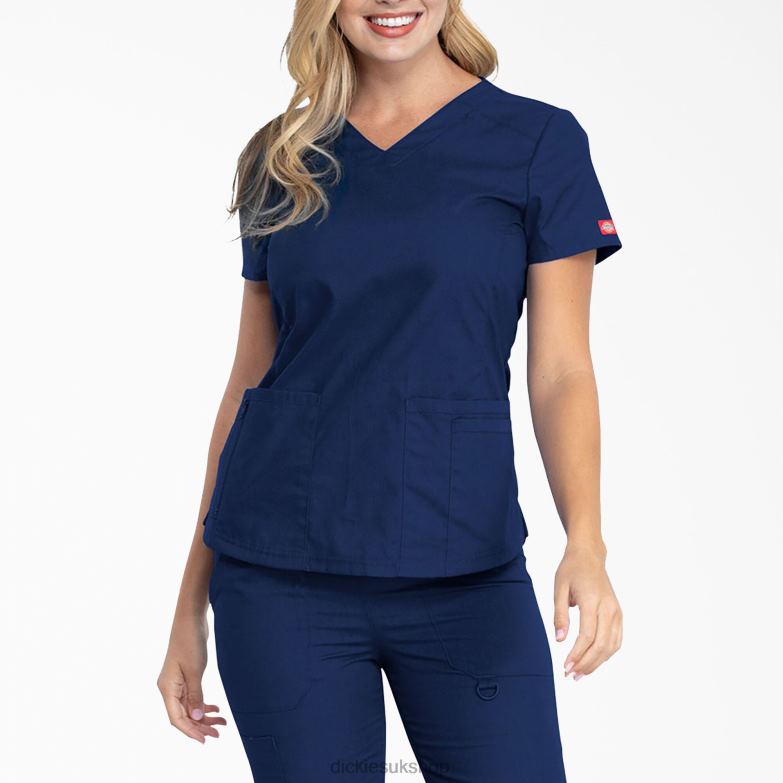 EDS Signature V-Neck Scrub Top Women Dickies Navy Blue (NVY) 88T842594 Apparel