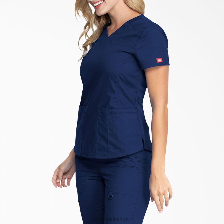 EDS Signature V-Neck Scrub Top Women Dickies Navy Blue (NVY) 88T842594 Apparel