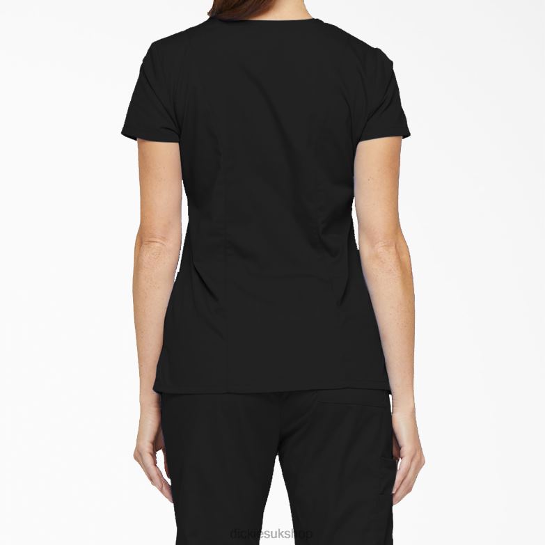 EDS Signature V-Neck Scrub Top with Pen Slot Women Dickies Black (BLK) 88T842407 Apparel