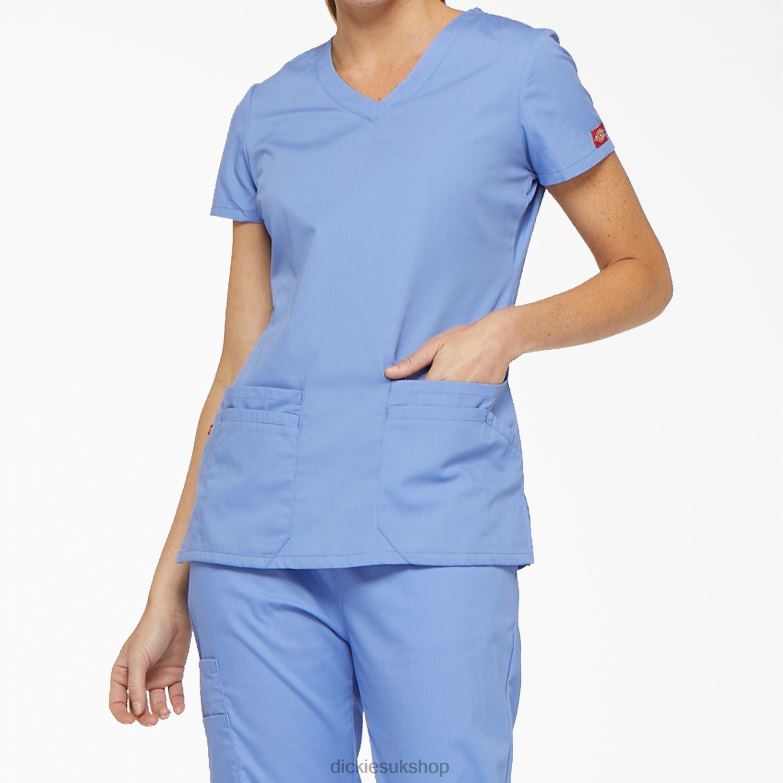 EDS Signature V-Neck Scrub Top with Pen Slot Women Dickies Ceil Blue (CBL) 88T842408 Apparel