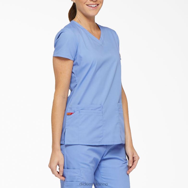 EDS Signature V-Neck Scrub Top with Pen Slot Women Dickies Ceil Blue (CBL) 88T842408 Apparel