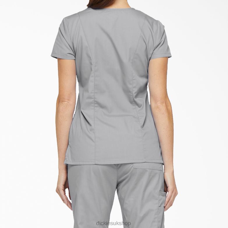EDS Signature V-Neck Scrub Top with Pen Slot Women Dickies Gray (GY) 88T842414 Apparel