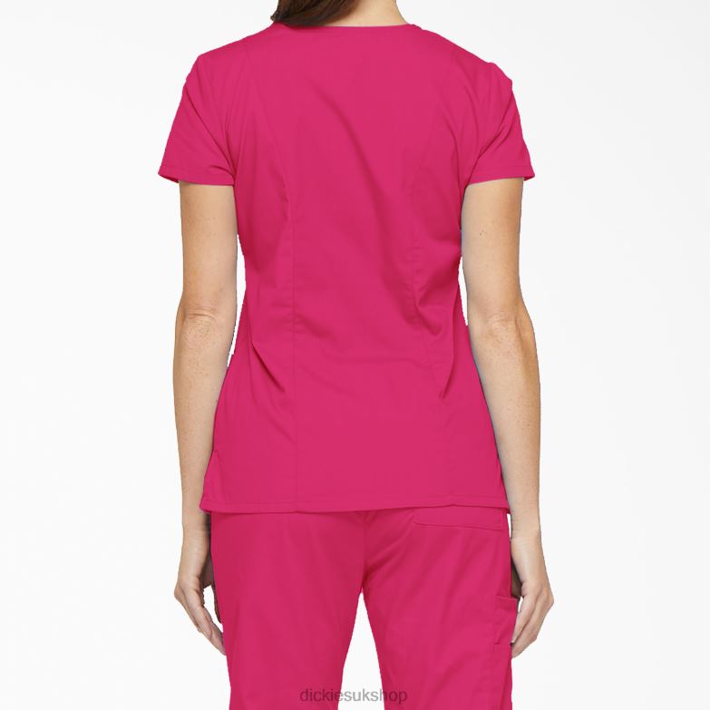 EDS Signature V-Neck Scrub Top with Pen Slot Women Dickies Hot Pink (HPK) 88T842415 Apparel